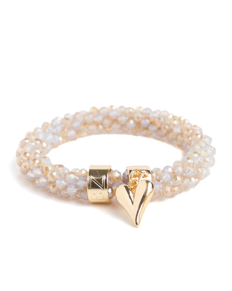 BEADZ LUX - Beige Champagne Heart (RVS Gold)