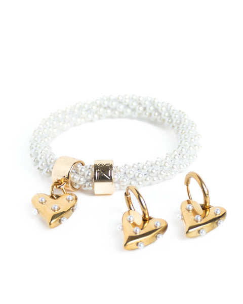 SET + BOX - DELUX White Pearl Heart