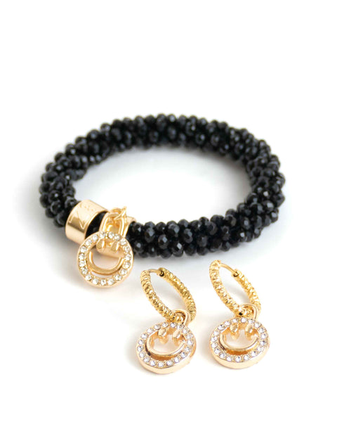BEADZ LUX + EARRINGZ - Black Smiley