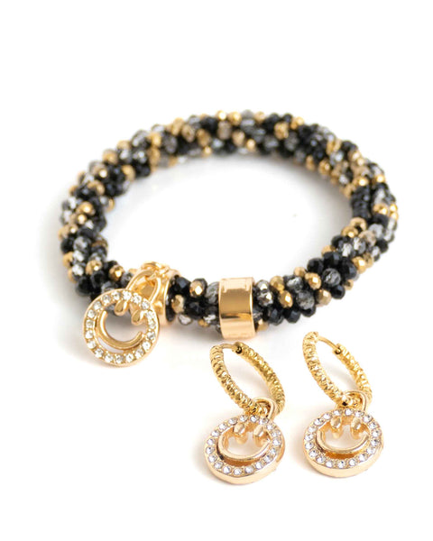 BEADZ LUX + EARRINGZ - Black Gold Smiley