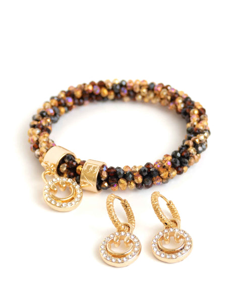 BEADZ LUX + EARRINGZ - Bronze Brown Smiley