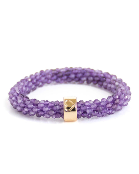 NATURAL STONE BEADZ - Amethyst faceted stone (Gold)