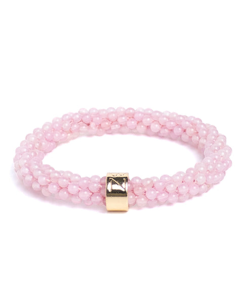 NATURAL STONE BEADZ - Rozequartz (RVS gold)