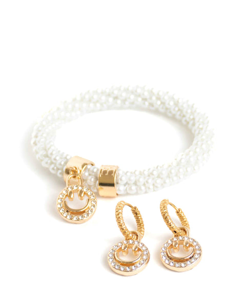 BEADZ LUX + EARRINGZ - White Pearl Smiley