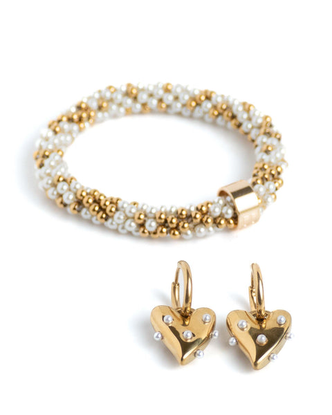 STAINLESS STEEL + EARRINGZ - Pearl Heart